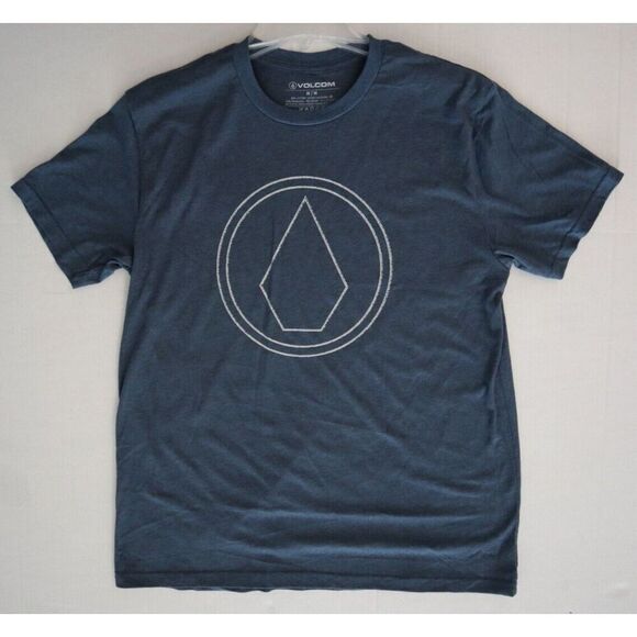 Volcom A5702034 Men's Sz Medium Indigo Blue Pin Stone Crew Neck S/S Tee Shirt - Picture 4 of 5